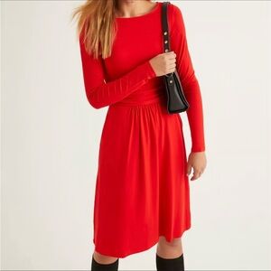 Boden Red Long Sleeve Dress